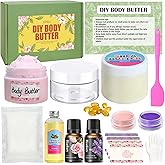 JUYRLE Body Butter Making Kit- Shea Butter Lotion Making Kit, DIY Crafts for Adults with Organic Shea Butter, Sweet Almond Oil, Mica Powder, Natural Whipped Body Butter Maker Skin Care Gifts for Women