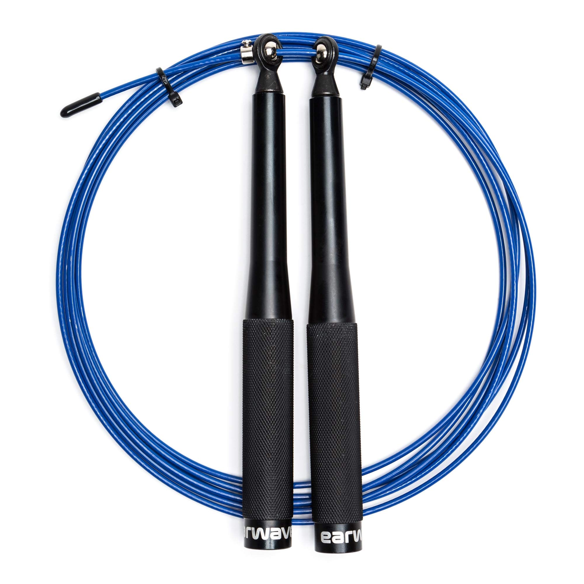 Earwaves® Momentum™ I High Speed Skipping Jump Rope with 2 cables I Ball-bearing swivel design to move seamlessly in any direction I Aircraft Grade Anodized Aluminum (Black)