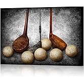 SkenoArt Golf Canvas Artwork Golf Sport Wall Art Black White Brown Painting Leisure Picture Print Vintage Artwork Home Bedroom Game Room Playroom Club Wall Decor Stretched and Framed