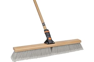 SWOPT 24” Premium Smooth Surface Push Broom + 60" EVA Foam Comfort Grip Wooden Handle, Combo — Cleaning Head with Interchangeable Long Handle, Works with All SWOPT Cleaning Products — Push Broom Set