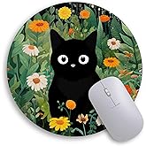 Immaturus Cat Mouse Pad, Cute Small Mouse Pads for Desk, Round Travel Mousepad for Wireless Mouse Gaming Work Laptop, Flower Mini Computer Mouse Mat, Home Decor Office Desk Accessories