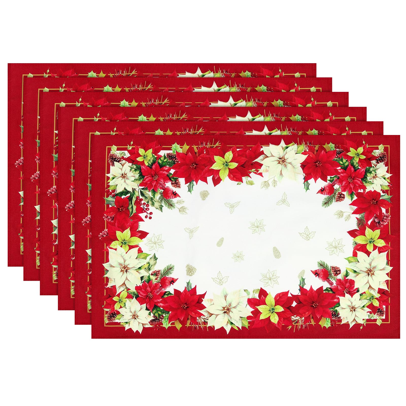 Arquiel Placemats Set Of 6, 33 x 48 cm Washable Heat Resistant Cloth Placemats,Non Slip Indoor Outdoor Table Place Mats for Dining Kitchen Party Decoration