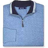 Nautica Mens Classic Fit Textured N Jacquard Quarter Zip Sweater
