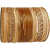Touchstone Indian Bangle Bracelets for Women Set of 24, Metal Chura Set | Stackable Chudiyan; Bollywood-Inspired Jewelry; Alloy Textured Designer Colorful 2 Dozen Bangles