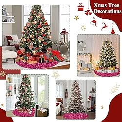 Sequin Pink Christmas Tree Skirt Velvet Tree Mat 36