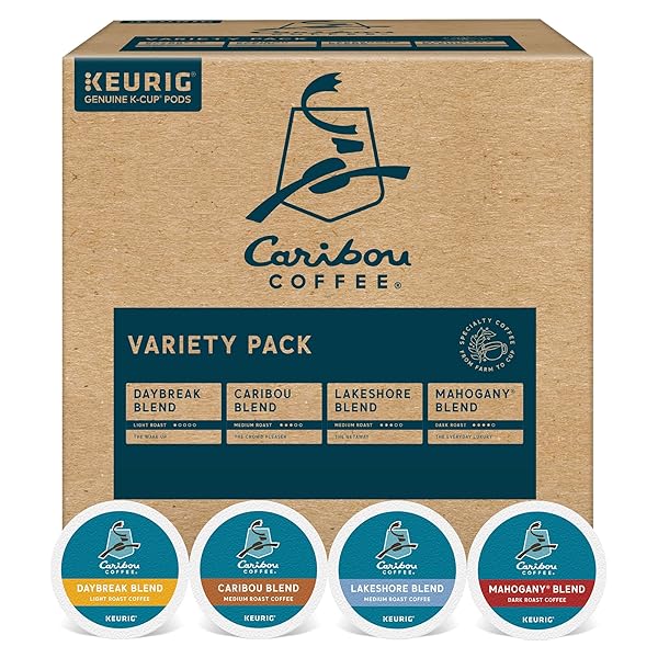 CARIBOU COFFEE SINGLE SERVE KEURIG K-CUP POD VARIETY PACK, LIGHT, MEDIUM, AND DARK ROAST COFFEES, 40-COUNT BOX(PACK OF 1)