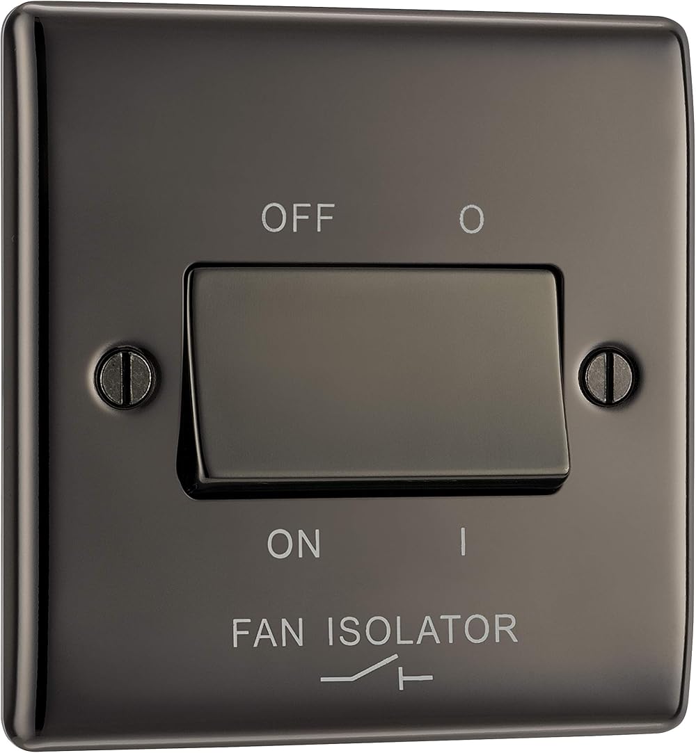 BG Electrical 3-Pole Fan Isolator Switch, Black Nickel, 10AX, 2-Way Nexus Metal