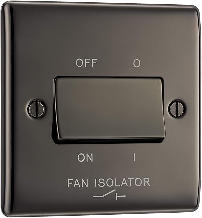 BG Electrical 3-Pole Fan Isolator Switch, Black Nickel, 10AX, 2-Way Nexus Metal