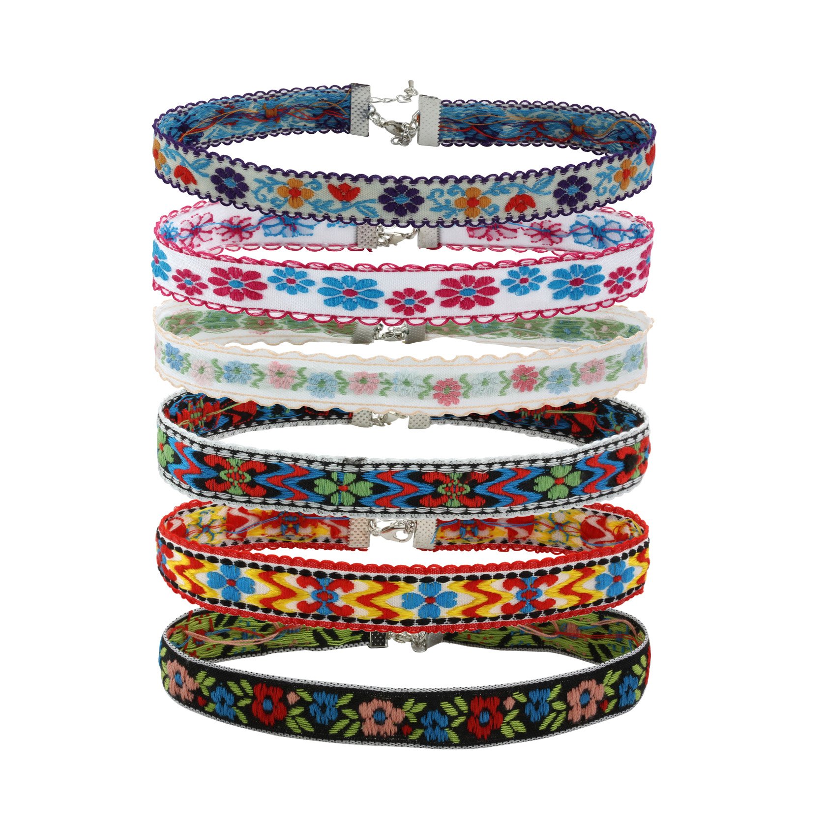 MILAKOO 6 Pcs Retro Bohemian Style Choker Set Embroidery Fabric Necklace for Girl Womens Adjustable Size Chokers โ image 1