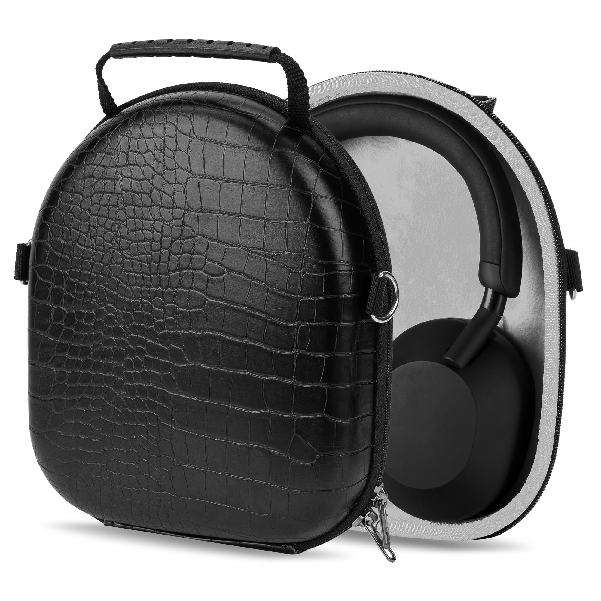 Geekria Shield Headphones Case Compatible with Sony WH-XB920N/XB900N/1000XM5/1000XM4, Replacement Hard Shell Travel Carrying Bag with Cable Storage (Black)