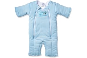 Magic Sleepsuit Baby Merlin's Cotton Baby Swaddle Transition Product - Soft and Cozy Design, Double Zipper for Easy Diaper Changes, Promotes Safe Sleep, 3-6 Months - Blue - Large 18-21lbs