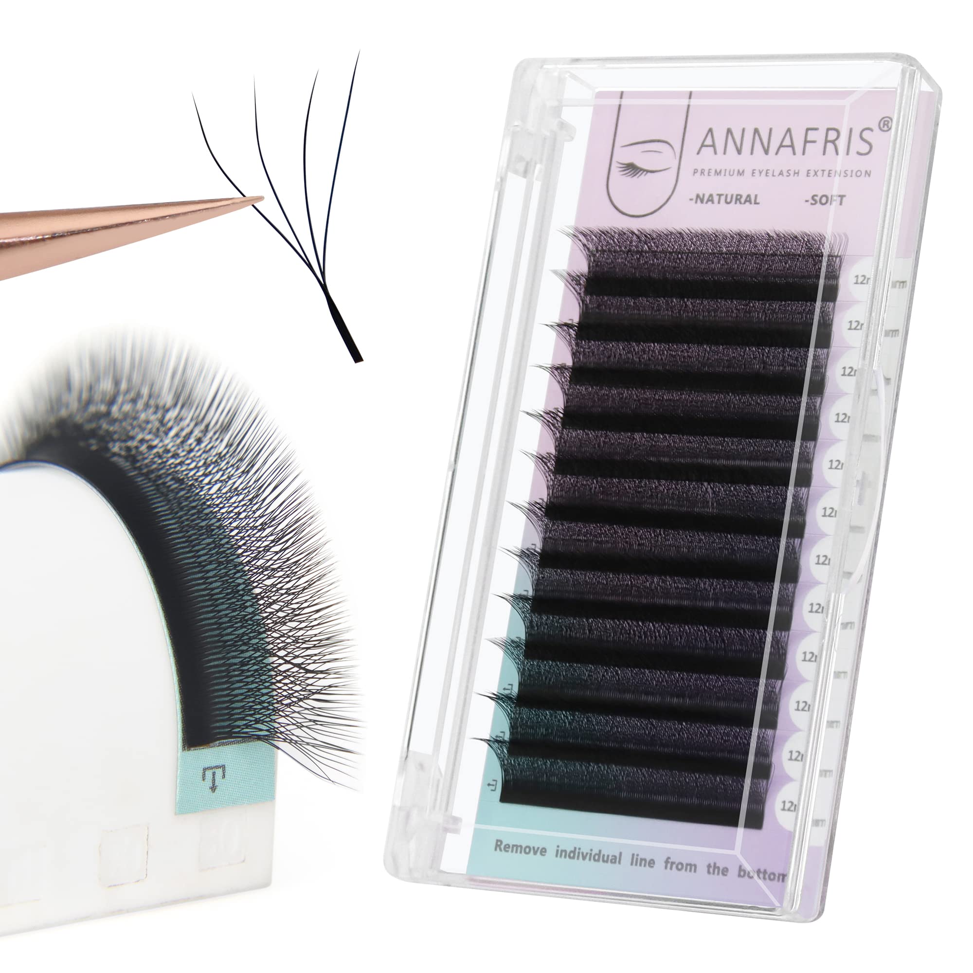 ANNAFRIS Premade Fan Lash Extension 4D W 0.07 D Curl 9mm Pre Made Russian Volume Eyelash Hand Woven Lash Soft Faux Mink False Lashes(4D，W，0.07，D Curl,9mm) — image 1