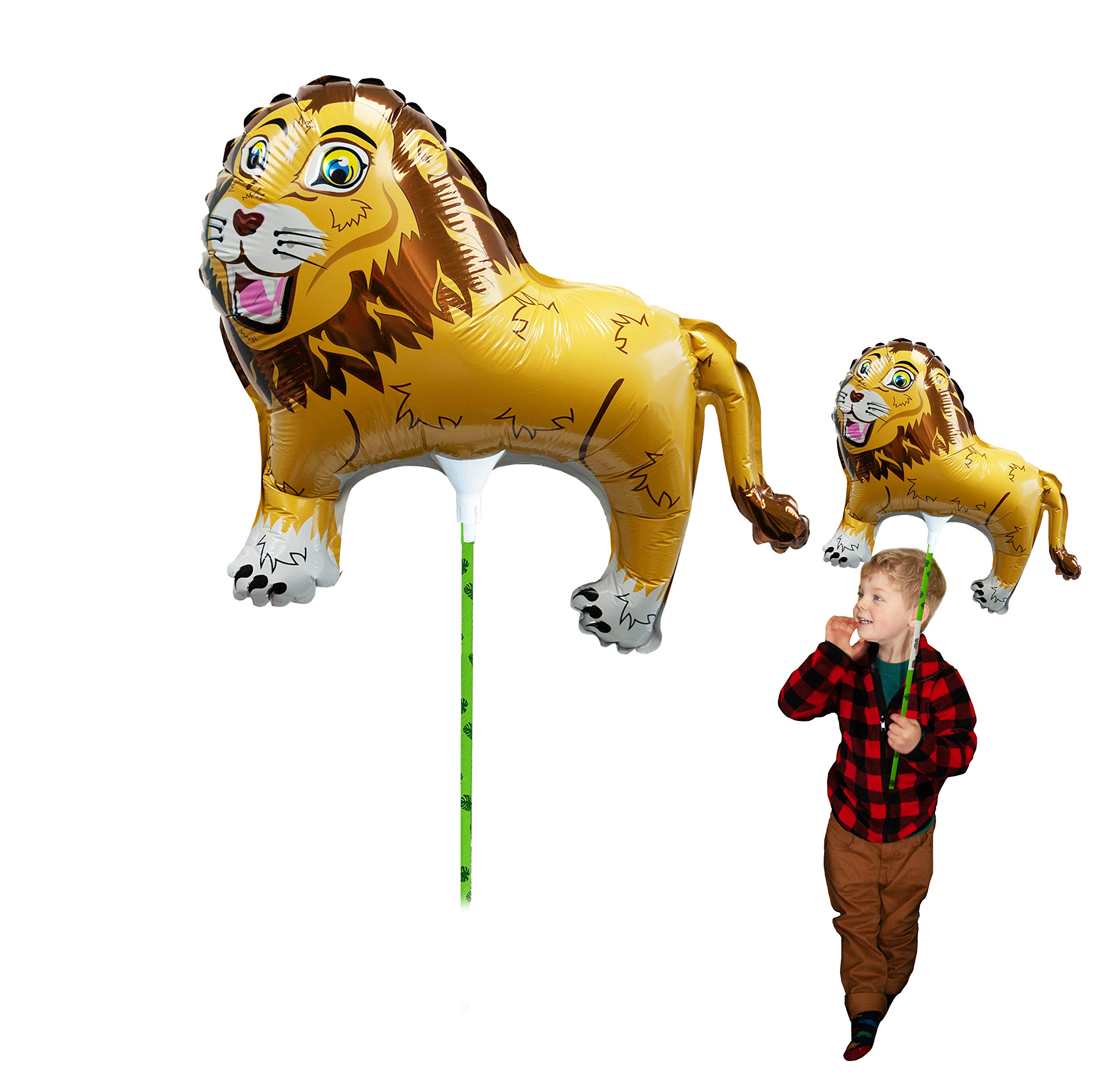 Ballooniacs - Lion Air Filled Animal Balloon from Deluxebase. A colourful and re-useable inflatable birthday party decoration for kids