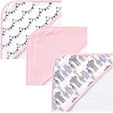 Hudson Baby Unisex Baby Cotton Rich Hooded Towels, Pink Safari, One Size