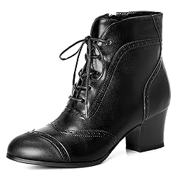 Pixoecuty Black Short Ankle Boots Lace Up Booties