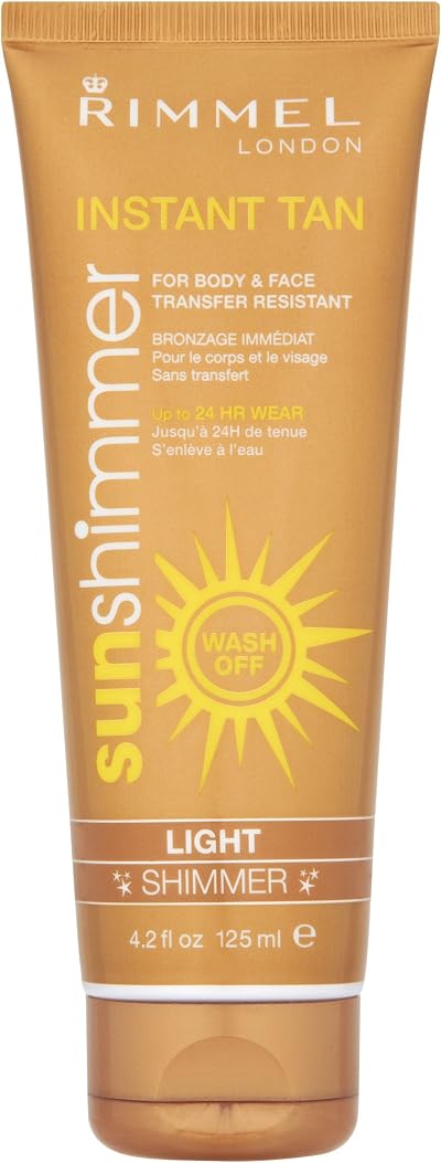 Rimmel Sunshimmer Instant Tan Makeup Light Shimmer 125ml Water Resistant