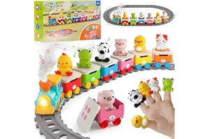 AIGYBOBO Toddler Toys for 1 2 3 Year Old, Electric Farm Animal Train Set with Music, Lights & Steam, Montessori Counting, Matching & Sorting Learning Toys, Christmas Birthday Gifts for Baby Boys Girls 12-18 M