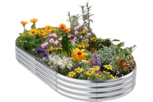 Jebosam 8x2x1ft Raised Garden Bed Outdoor,Galvanized Raised Garden Bed for Vegetables Flowers,Large Planter Raised Beds for Gardening,Metal Planter Box for Fruits Herbs,Garden Bed Kit