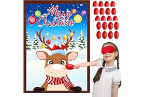 jkhycf Christmas Party Games for Kids Family Pin The Nose on The Reindeer Holiday Party Games for Large Groups Xmas Activities Pin The Tail Christmas Games Favors for Adults