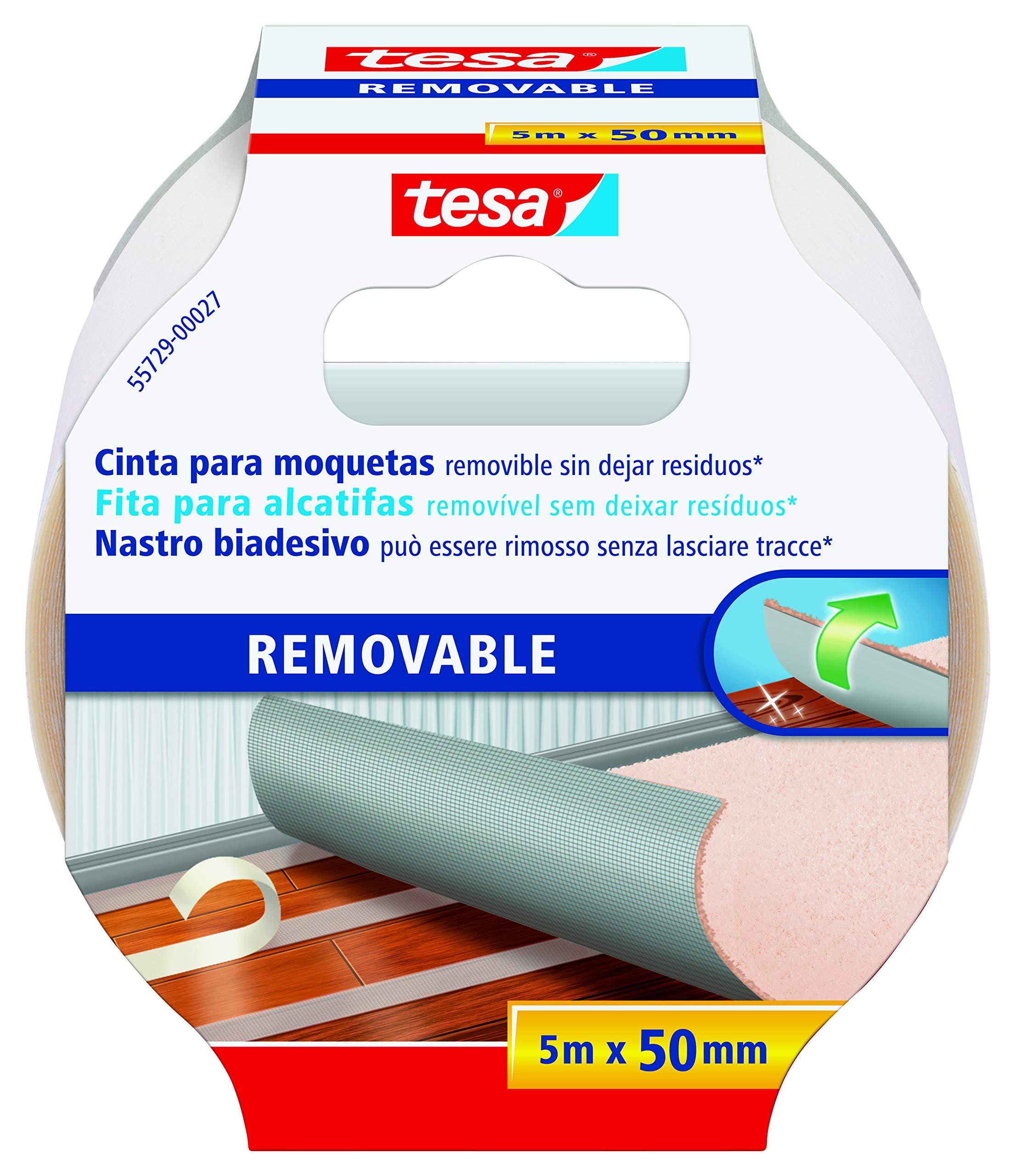 Tesa 55729-00021-00 Removable Biadhesive Tape, 5 M: 50 mm