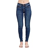 Judy Blue Women's Mid Rise Classic Skinny Jeans with Handsanding (Mid Blue, 14W)