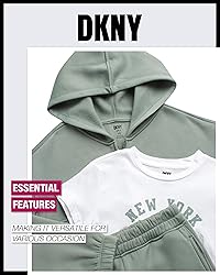 DKNY Girls 3-Piece Athletic Fleece Zip Sweatshirt