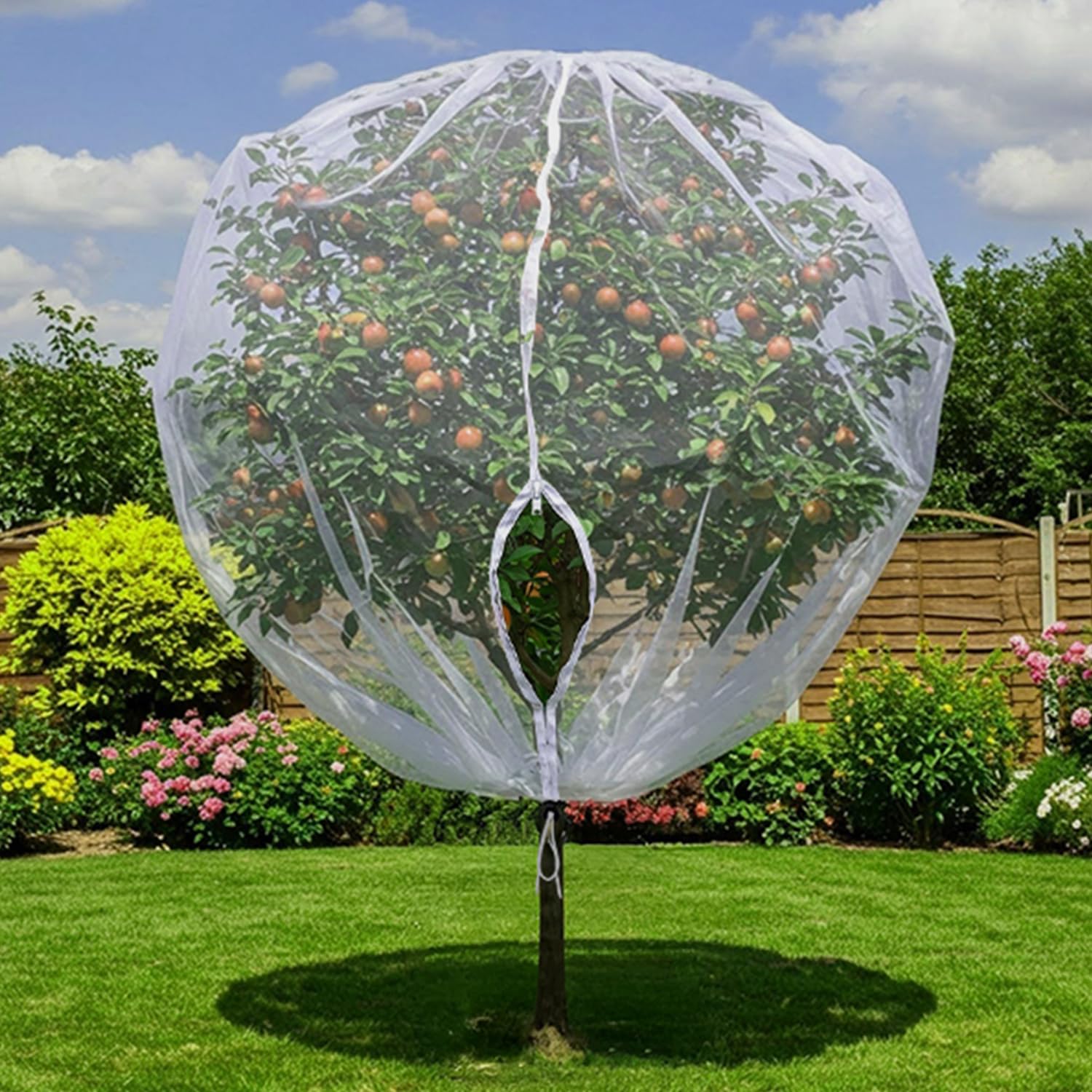 Photo 1 of 8×8Ft Large Fruit Tree Netting for Blueberry Bushes Tomato Strawberry Bird Garden Mesh Netting from Cicada/Insect/Bug/Squirrel/Deer, Plant Cover Pest Barrier with Drawstring/Zipper, 2Pack