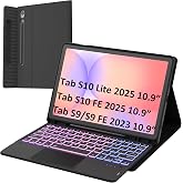 for Samsung Galaxy Tab S10 Lite/S10 FE/S9 FE/S9 10.9 Trackpad Keyboard Case | 7 Colors RGB Backlit, Smart Touchpad, Detachable Rechargeable, Pen Holder, TPU Protective Cover, Portable for Travel Students