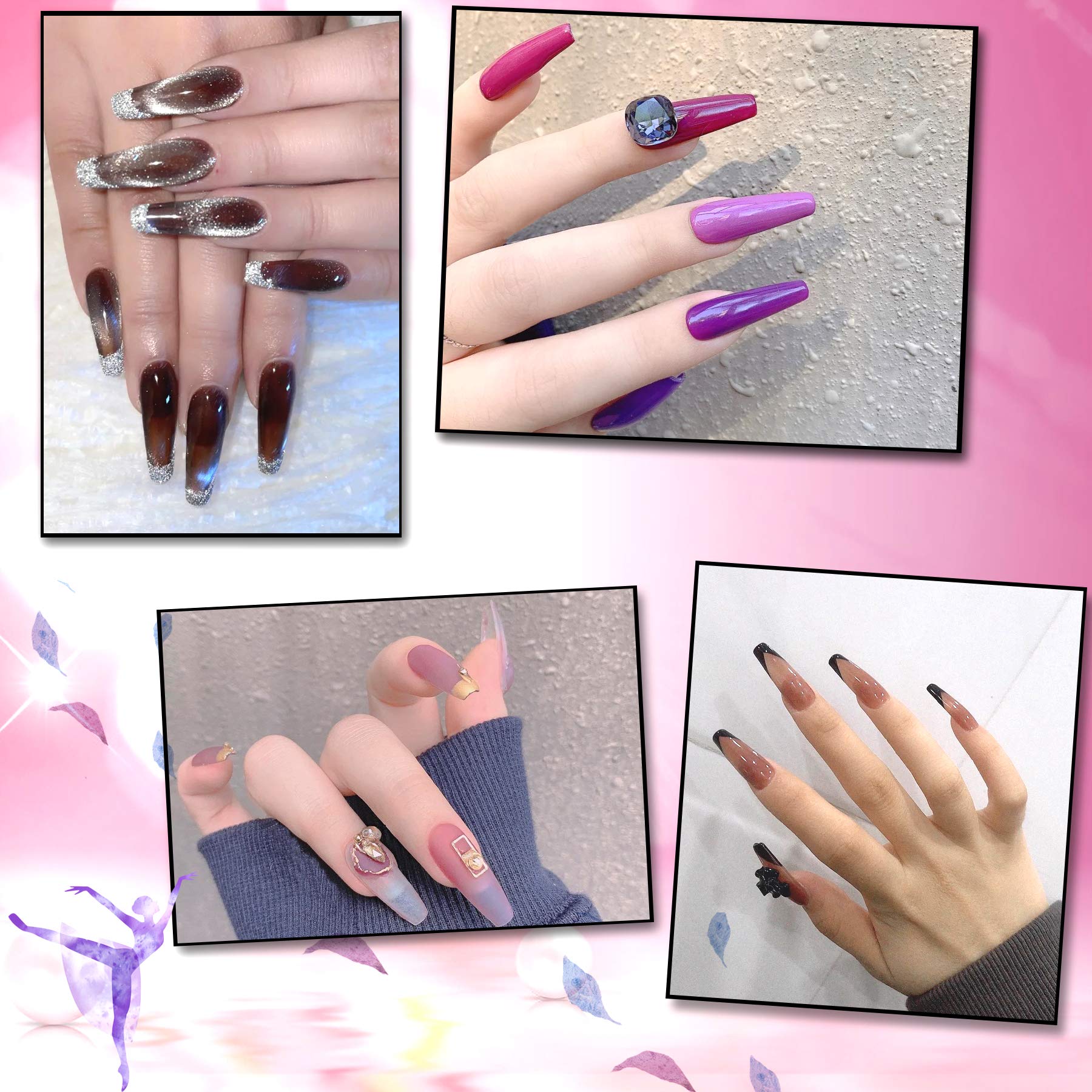 1000PCS Nail Tips Acrylic Nails 10 sizes Artificial Half Cover False Flake Nail Tips for Nail Salon Nail Shop DIY Nail Art Ballerina Nails (French Fake Nail Extension Tips) - Image 6