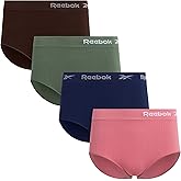 Reebok Womens Briefs Underwear - 4 Pack Soft Stretch Ribbed Knit High Waisted Brief Panties - Seamless Underwear for Women