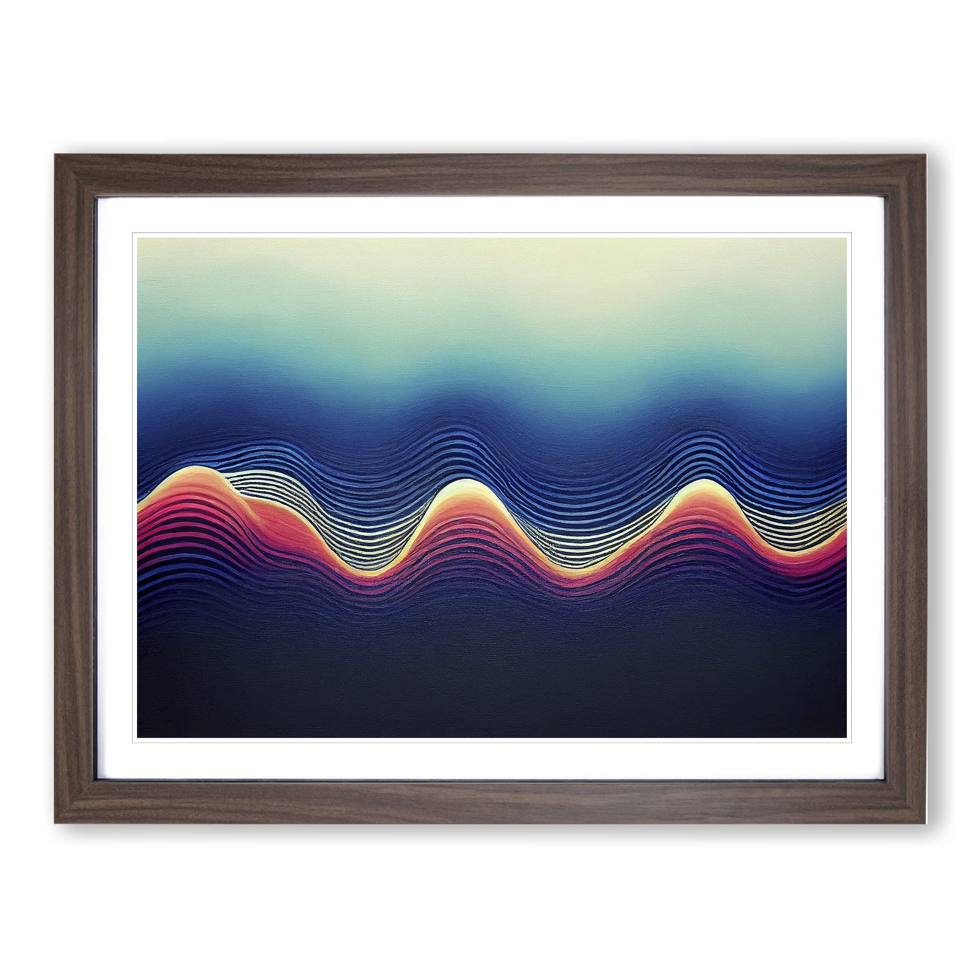 Electronic Audio Soundwave Vol.2 Abstract Framed Print | A4 Walnut Framed Wall Art | Ready to Hang | Abstract Fantasy Picture | Living Room Bedroom Lounge Office