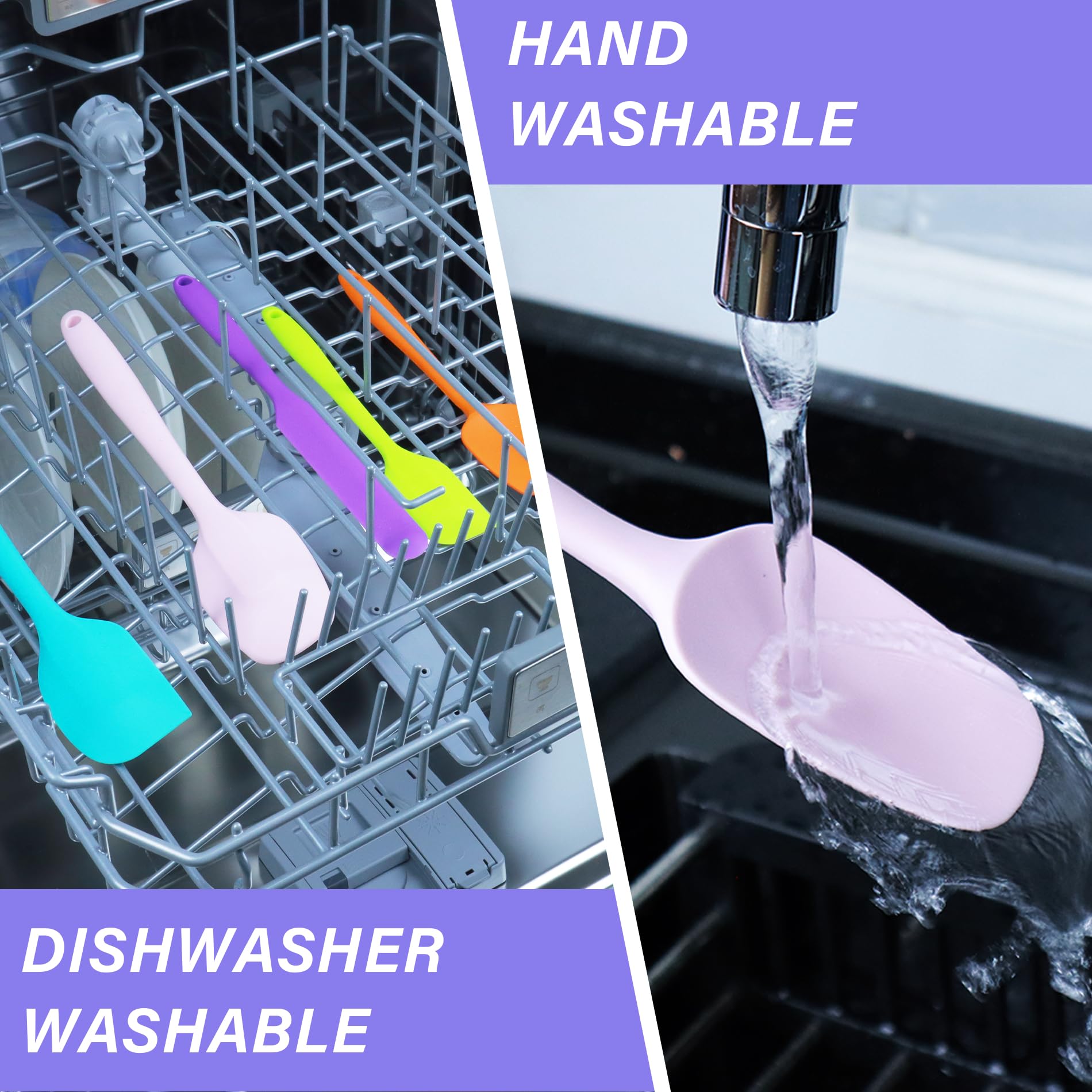 Silicone Spatula Set, 5 Piece Food Grade Rubber Spatulas for Baking, Cooking, and Mixing High