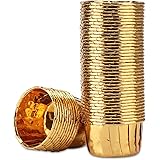 Gold Cupcake Cups, EUSOAR 3.5 Oz 50pcs Disposable Foil Muffin Liners, Gold Cupcake Baking Cups, Ramekin Aluminum Cupcake Tip 
