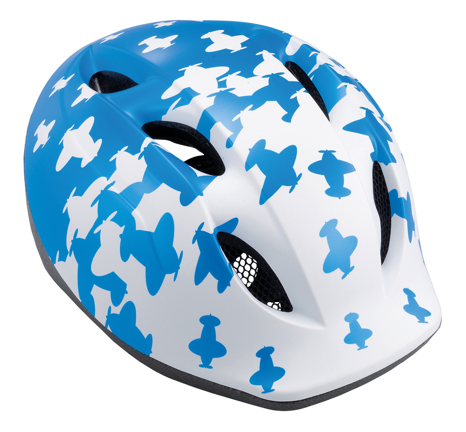 Met children bicycle helmet Buddy, blue aeroplanes, 46 cm - 53 cm, 3HELM19UNBB