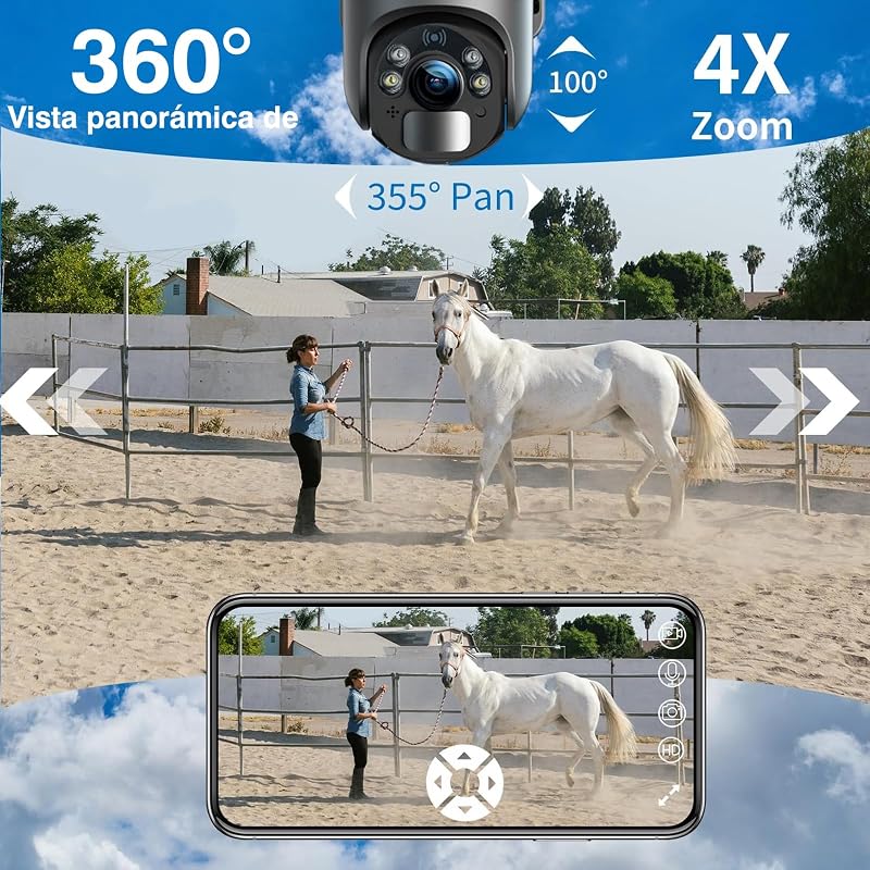 Câmera de segurança externa sem fio xega 3g / 4g lte 2k movida a energia solar, 355 ° / 95 °, sensor de movimento pir, visão noturna, conversação bidirecional, cartão sim incluído