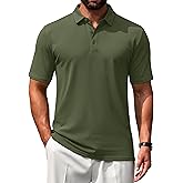 Cotrasen Men's Polo Shirts Short Sleeve Soft Cotton Pique T-Shirts 3 Buttons Classic Fit Casual Performance Golf Shirts