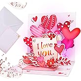 3D I Love You Card - Popup Musical Cards with Light Up- Romantic Greeting Card - Anniversary, Birthday or Special Occasion - Blank Note Card & Envelope Included - Pop Up cards