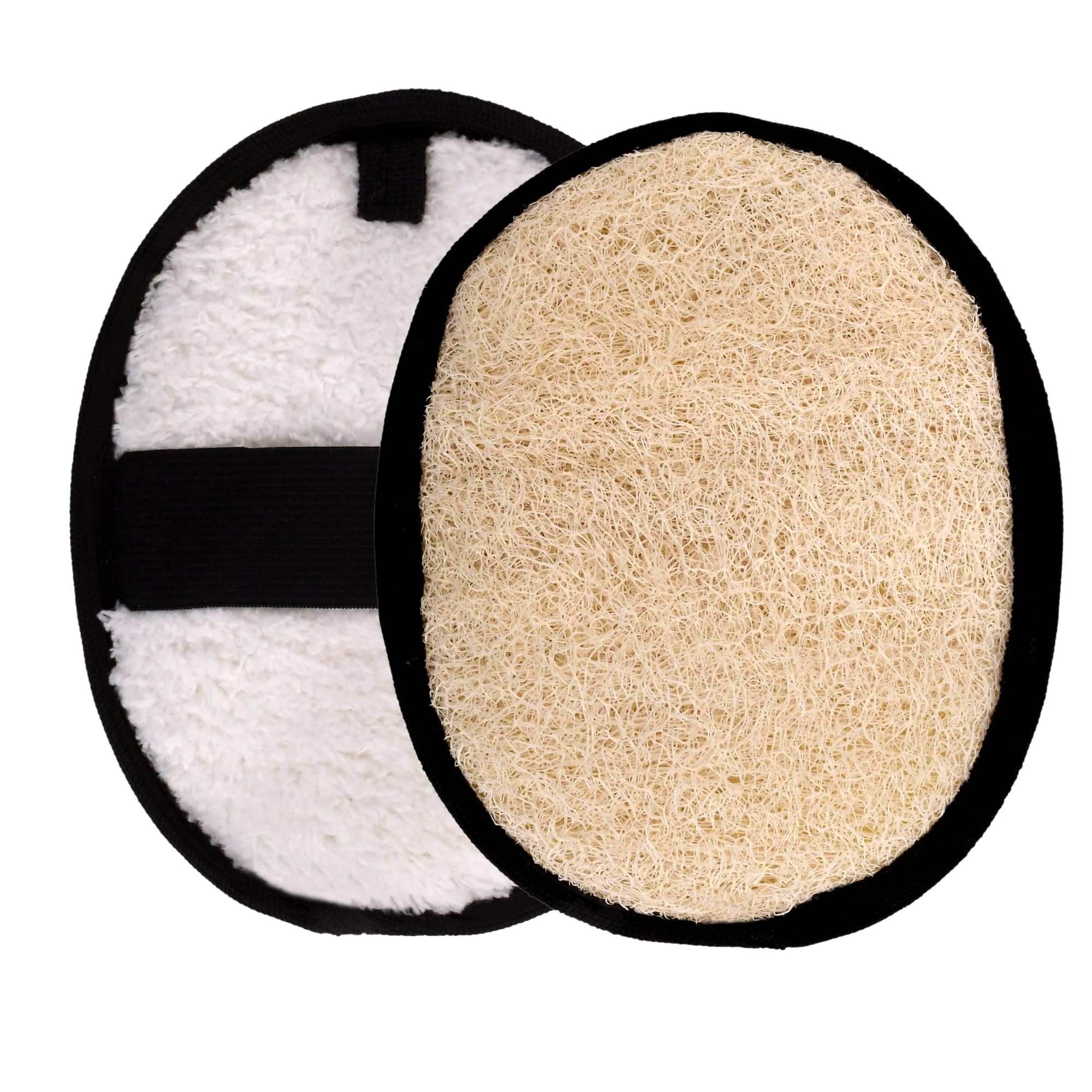 Loofah Body Scrubber for Men – Body Wash & Scrubbing Luffa, Rugged Yet Gentle Lufas for Smoother & Healthier Skin, Terry Cloth Pad for Manly Skin Care, Black & White Masculine Design Loufas Sponge
