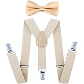 AWAYTR Child Kids Suspenders Bowtie Set - Adjustable Suspender Set for Boys and Girls
