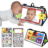 Dr.Rapeti Tummy Time Floor Mirror for Baby Infant Toddler Kids Black and White High Contrast Baby Toy with Teethers Floor Act