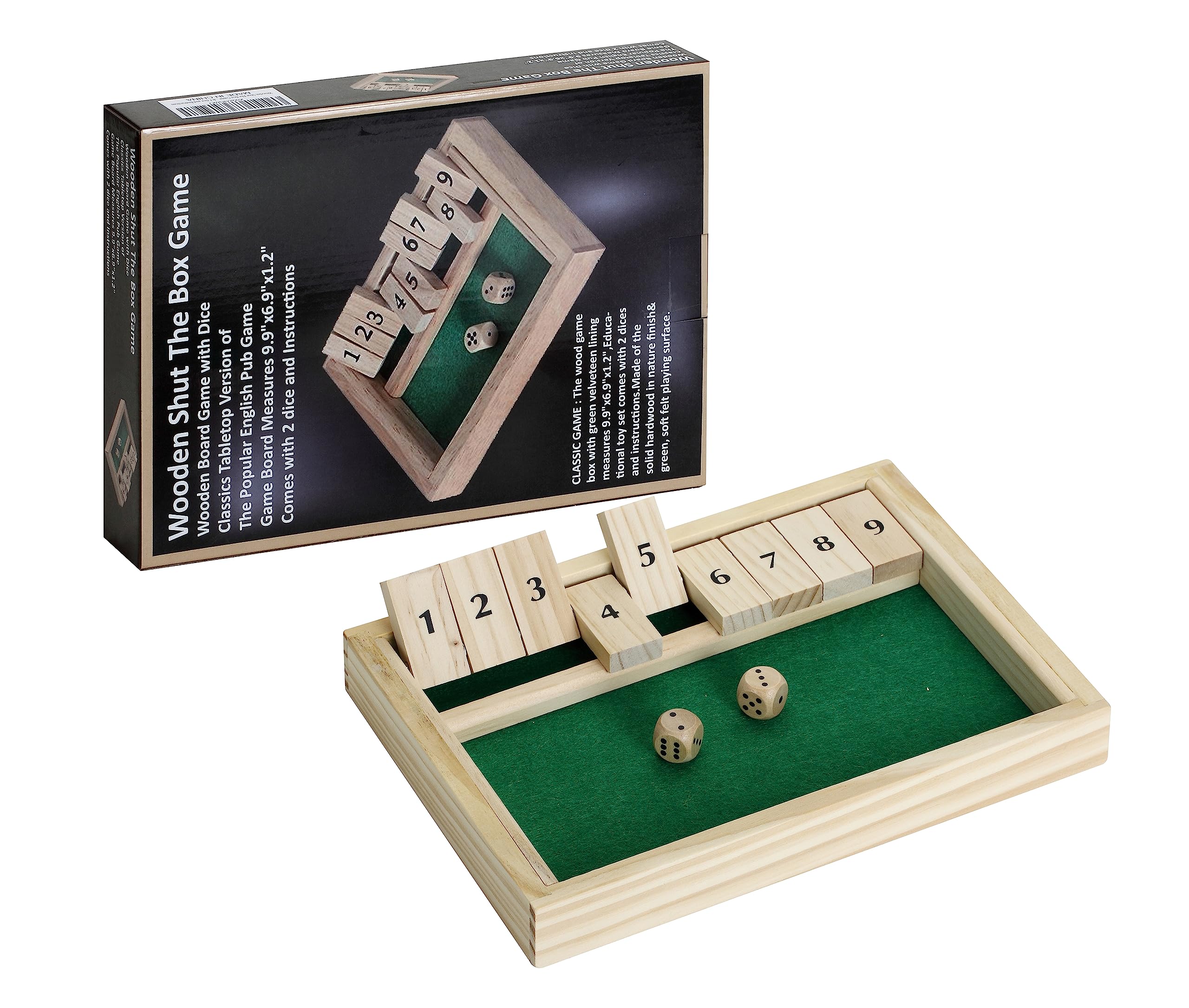 Shut the Box Game -Winsports Dice Game 2 Player,Board Game,Classics Tabletop Version,Popular Pub Game,Math,Travel for Kids #9