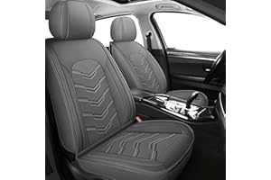 AOOG Leather Car Seat Covers 5 PCS Full Set, Breathable Faux Leatherette Automotive Seat Covers, Non-Slip Universal Interior Covers Waterproof for Most Sedans SUV Trucks, Airbag Compatible, Grey