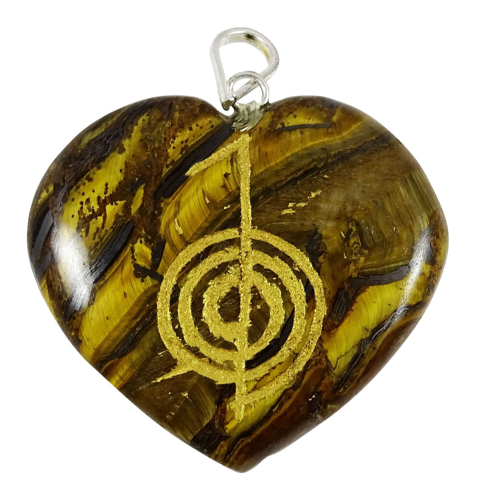 Harmonize Tiger Eye Stone Amulet Heart Shape Reiki Healing Stone Symbol Spiritual Pendant