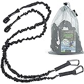 Kayak Paddle Leash, Stretchable Bungee Cord w/ Carabiner Clip