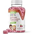 Kids Calcium Gummies + Vitamin D3 & Magnesium Citrate for Kids and Teens - Supports Bone Health, Immune Support, Energy & Muscle Function - Gluten Free, GMO Free - Tasty Chewable Fruit Flavored Gummy