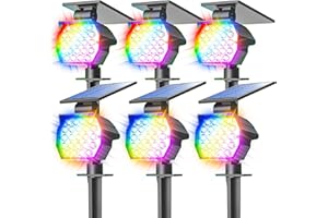 NIORSUN Solar Color Changing Lights Outdoor,7 Lighting Modes RGB Solar Outdoor Lights,IP67 Waterproof Multicolor Landscape Spotlights for Halloween Holiday Decorations,6 Pack