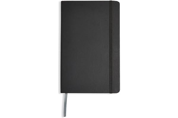 Amazon Basics Classic Lined Notebook, 240 Pages, Black Hardcover, 5 x 8.25-Inch