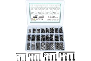 TOOINKCV 1560 Pcs M2 M3 M4 M5 Screws and Nuts, Assorted Bolts and Nuts Assortment, Hex Socket Head Cap Screws Bolts and Nuts Set, Black Metric Machine Screw Assortment Kit
