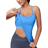 MathCat Workout Tank Tops for Women with Built in Bra, Sleeveless Gym Tops Seamless Racerback Athletic Yoga Shirts