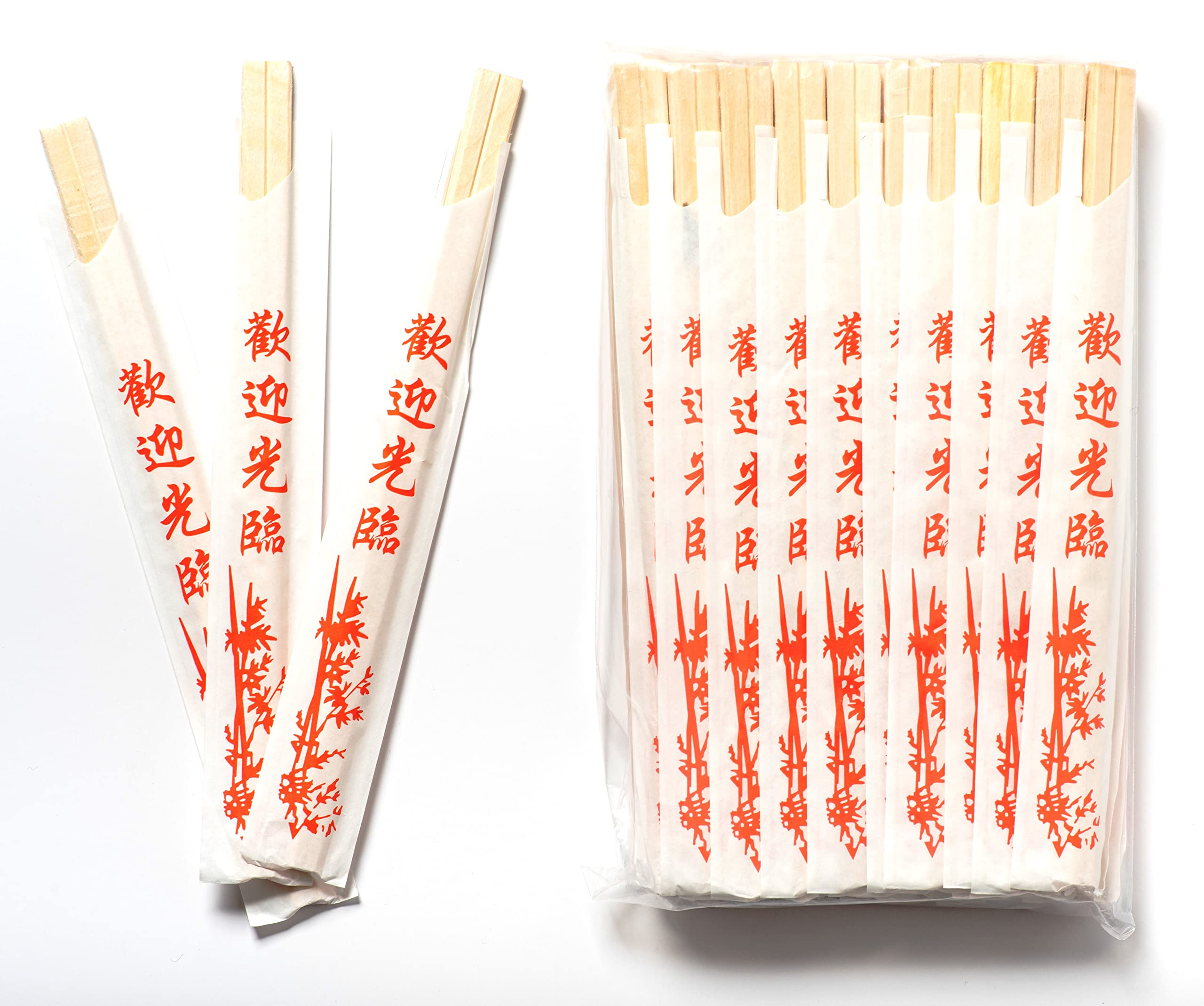 40 Pairs Sustainable Biodegradable Disposable Wooden Chopsticks Hashi Individually Wrapped Chinese New Year